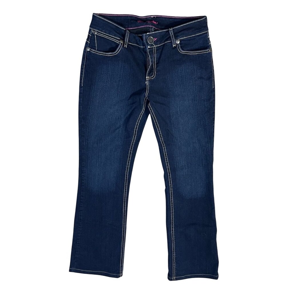 Wrangler Pink Label Jeans Dark Wash 7/8 White Stitch Women's